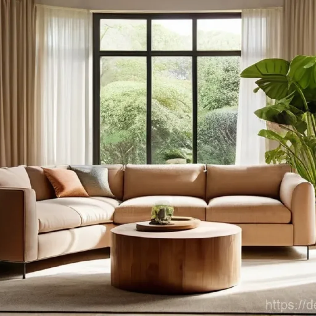 자연 형태 디자인의 감성적 요소 분석 - **A Serene Biophilic Living Room Oasis bathed in Soft Daylight**
"A cozy and inviting living roo...