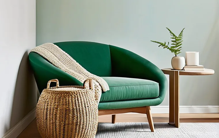 자연 형태 디자인의 감성적 요소 분석 - **A Calming and Productive Home Office with Green Accents**
    "A bright, serene home office design...