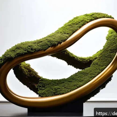 Home 30 자연 형태에서 영감을 받아 진행한 아트워크 - A contemporary art gallery setting showcasing an abstract sculpture composed of intertwined organic ...